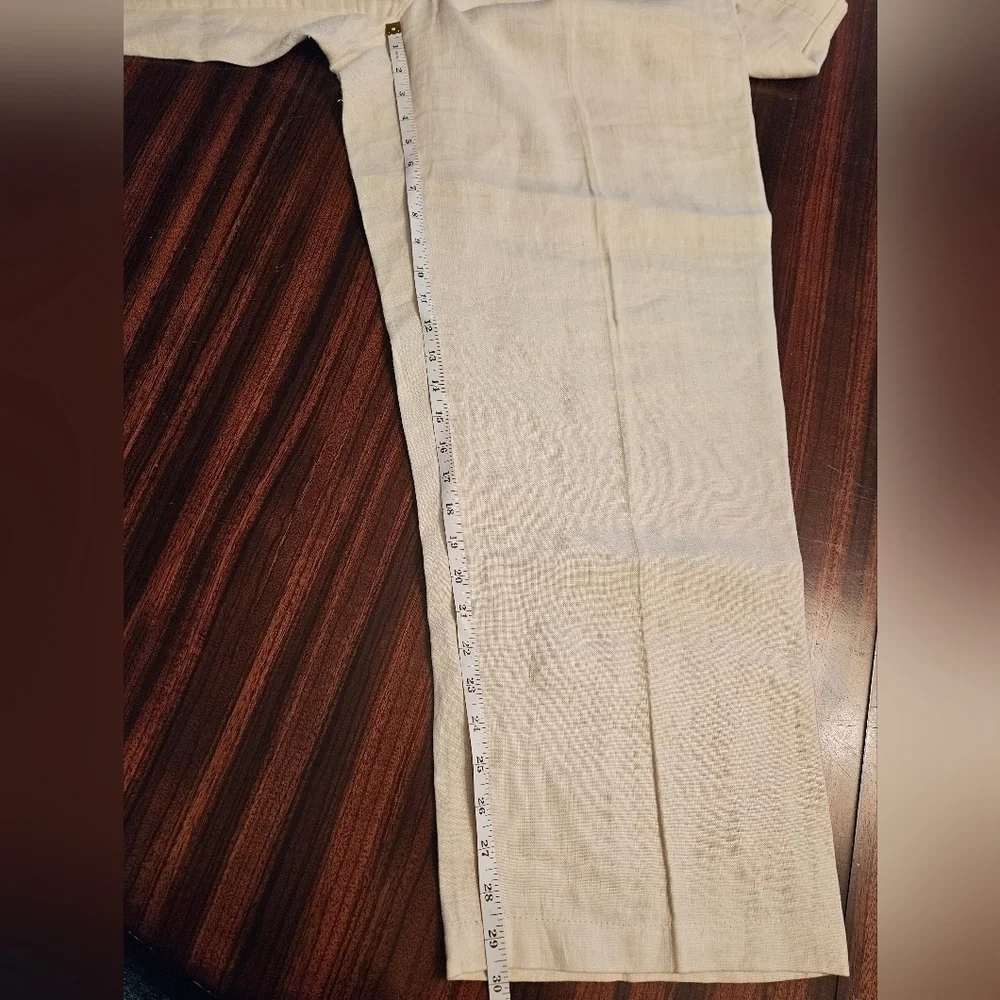 dbLife Womens Vintage Cream Linen Pants Wide Leg High Rise Flat Front Sz XL EUC